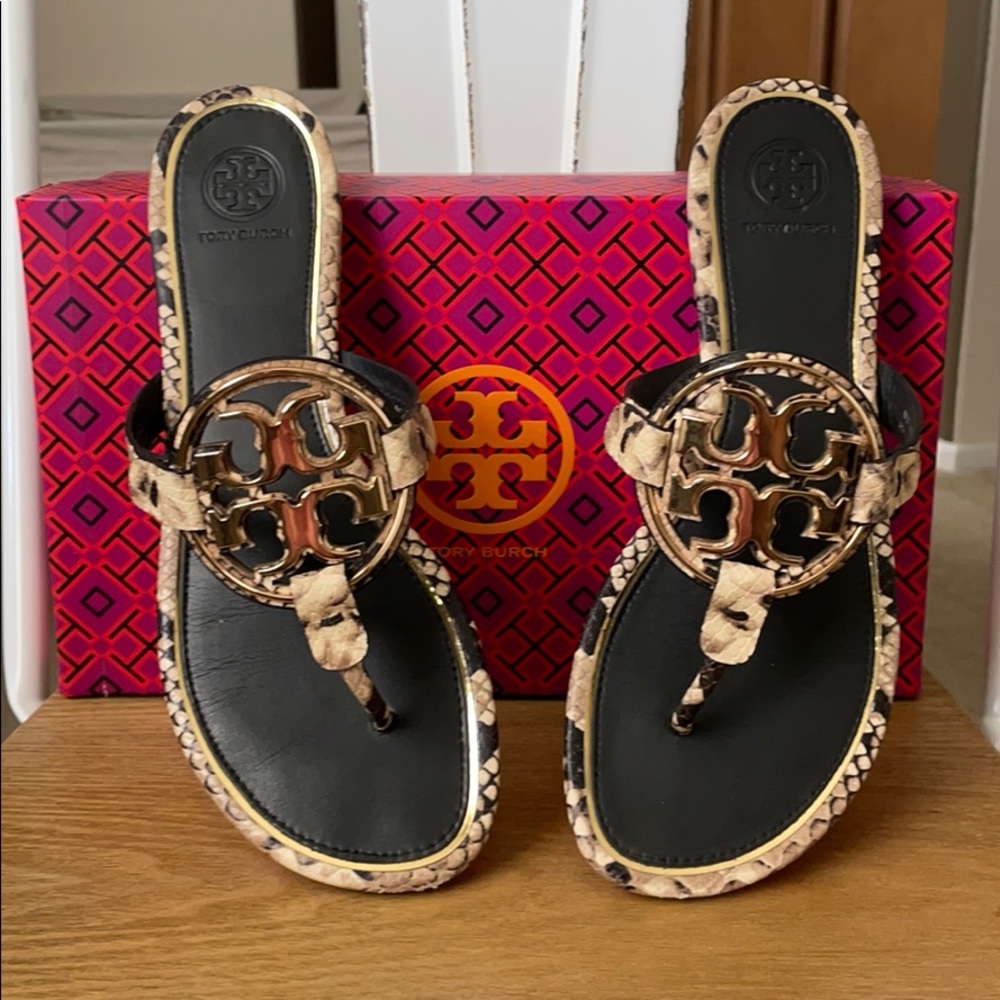 Authentic Tory Burch Metal Miller Sandals